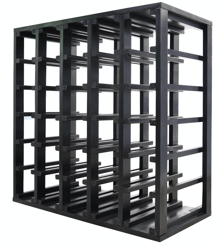 Wine Cube 30 Bottle Trellis stack rustic hardwood natural pine black ...