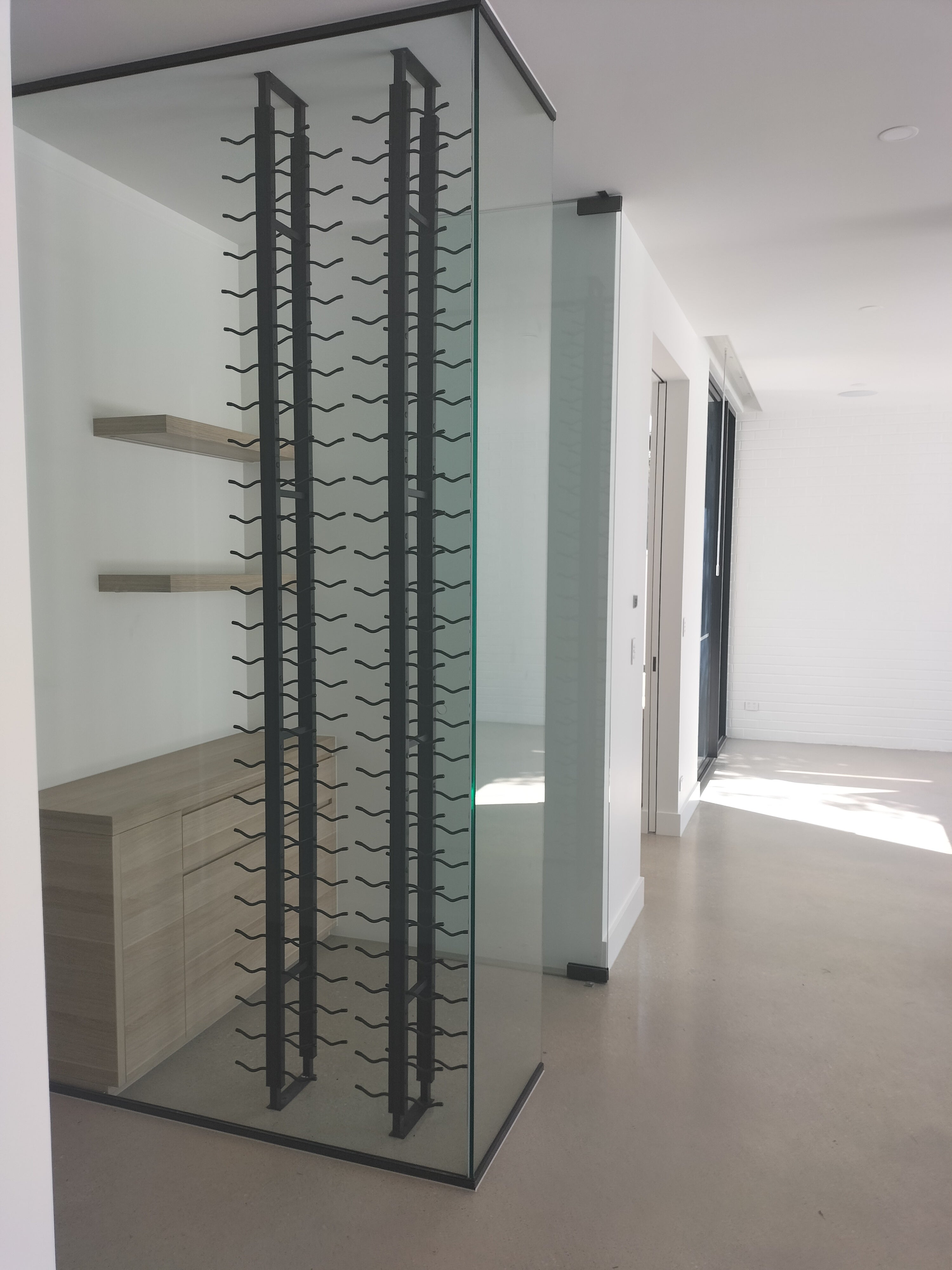 Floor-To-Ceiling Mounted Wine Rack | 2-Sided Label View - Wine Rack Shop