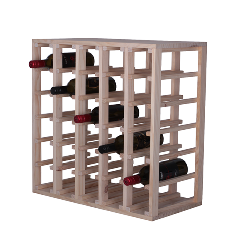Wine Cube 30 Bottle Trellis stack rustic hardwood natural pine black ...