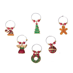 Christmas Wine Markers/Charms - 6 Pk